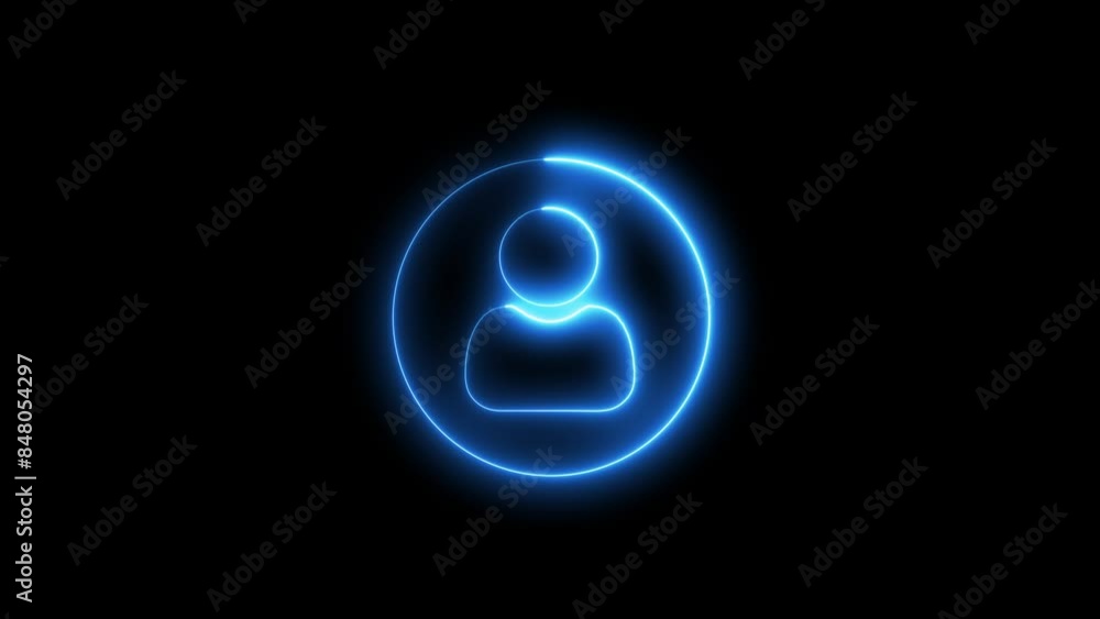 Glowing neon light people icon. Looped Neon Lines abstract on background. Communication man profile icon. Glowing neon light people icon. Looped Neon Lines abstract on background. Communication man profile icon.
