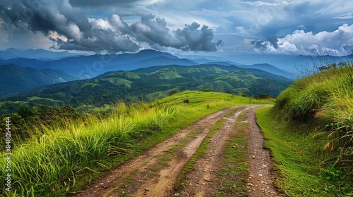 "Stock Photo: Landscape Alongside Road Leading to the Top of a Mountain"