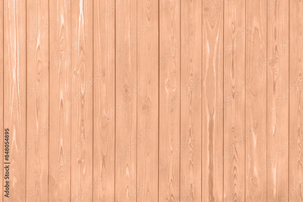 Wooden surface of peach fuzz color, top view. Trendy shade of 2024 year Wooden surface of peach fuzz color, top view. Trendy shade of 2024 year