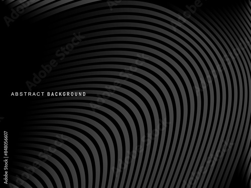 Abstract futuristic dark black background with wave design. Realistic 3d wallpaper with luxurious flowing lines. Perfect background for posters, websites, brochures, banners, applications, etc.