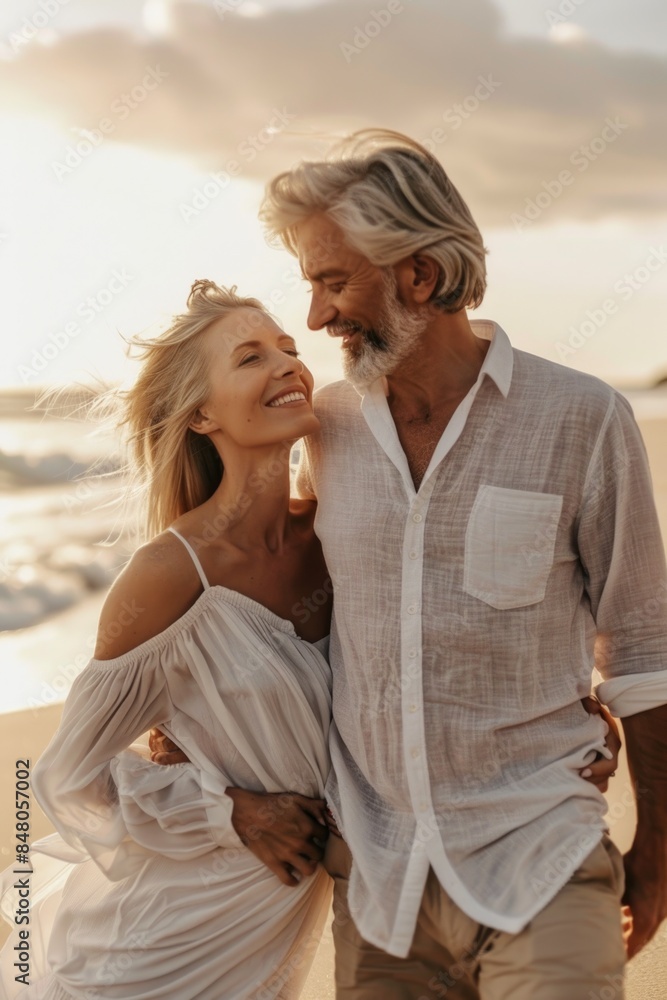 A pair of people strolling along the coastline, enjoying the scenery and each other's company A pair of people strolling along the coastline, enjoying the scenery and each other's company