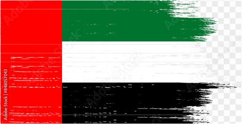 United Arab Emirates or UAE flag  brush paint textured isolated  on png or transparent background. vector illustration 