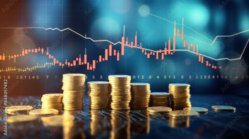 forex chart on blue bokeh grid background. forex chart on blue bokeh grid background.