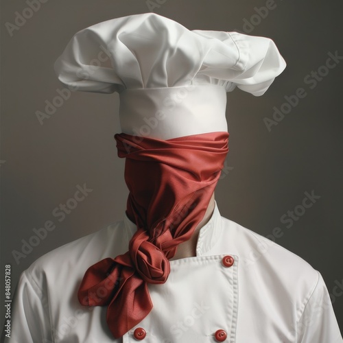 A chef's uniform with a neckerchief tied in a classic, traditional style. Job ID: e716adb6-50f9-4067-b8f0-2267d9e1e21c photo