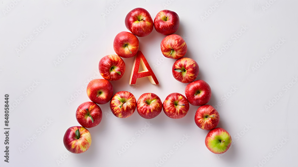 letter 'A’ made up of apples letter 'A’ made up of apples