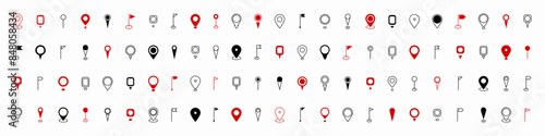 Map pin place marker. Modern Map marker pointer logo icon set. GPS pin symbol collection. Set location pin icon. Destination symbol. Flat style. Vector illustration.