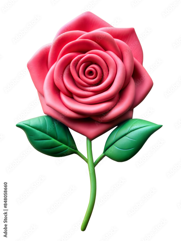 Single pink rose with green leaves isolated on transparent background Single pink rose with green leaves isolated on transparent background