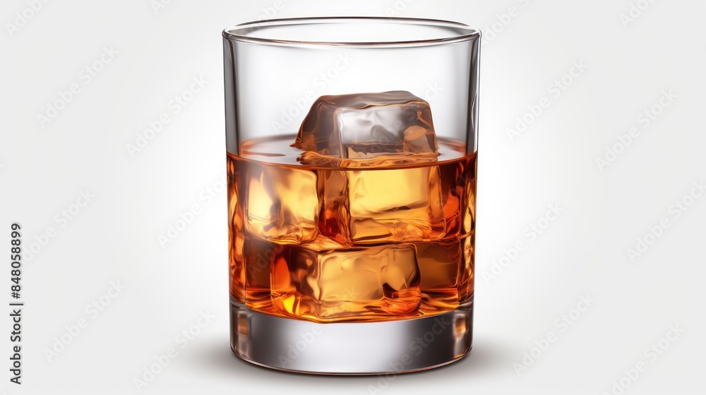 glass of whiskey on transparent background 
