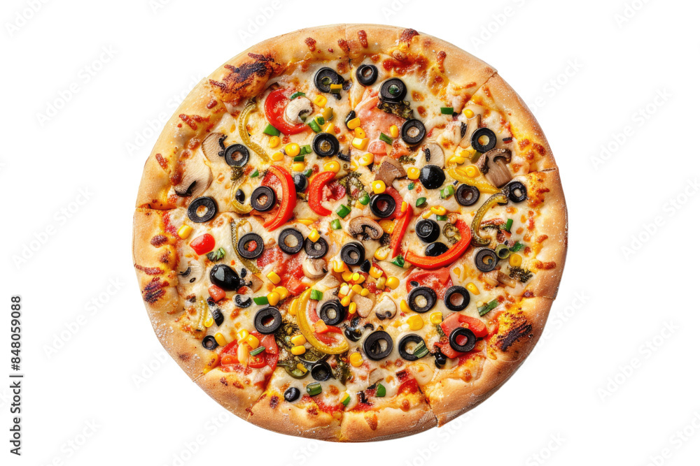 Vegetarian pizza isolated on transparent background Vegetarian pizza isolated on transparent background