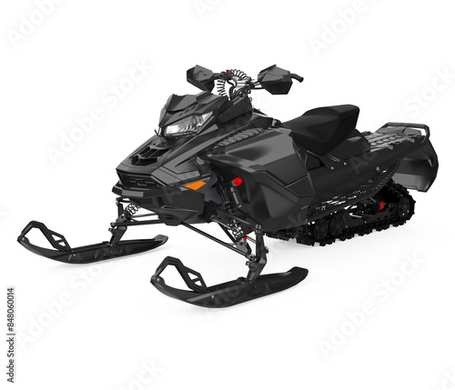 Black Snowmobile Isolated