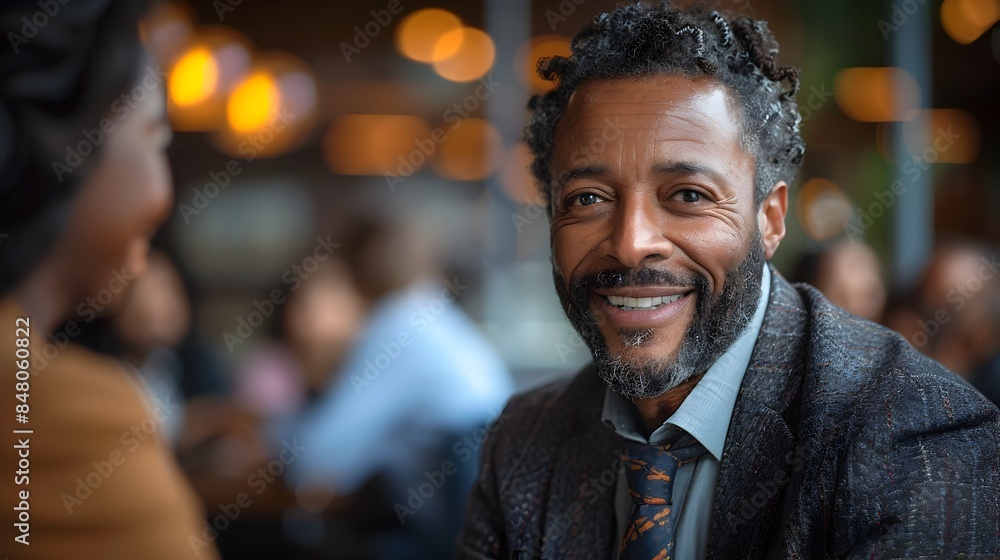 Friendly Middle-Aged Businessman Smiling Confidently in Urban Setting Friendly Middle-Aged Businessman Smiling Confidently in Urban Setting