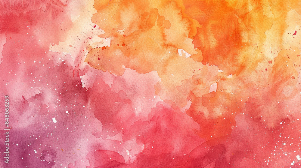 Fototapeta premium Orange and Cherry red watercolor texture