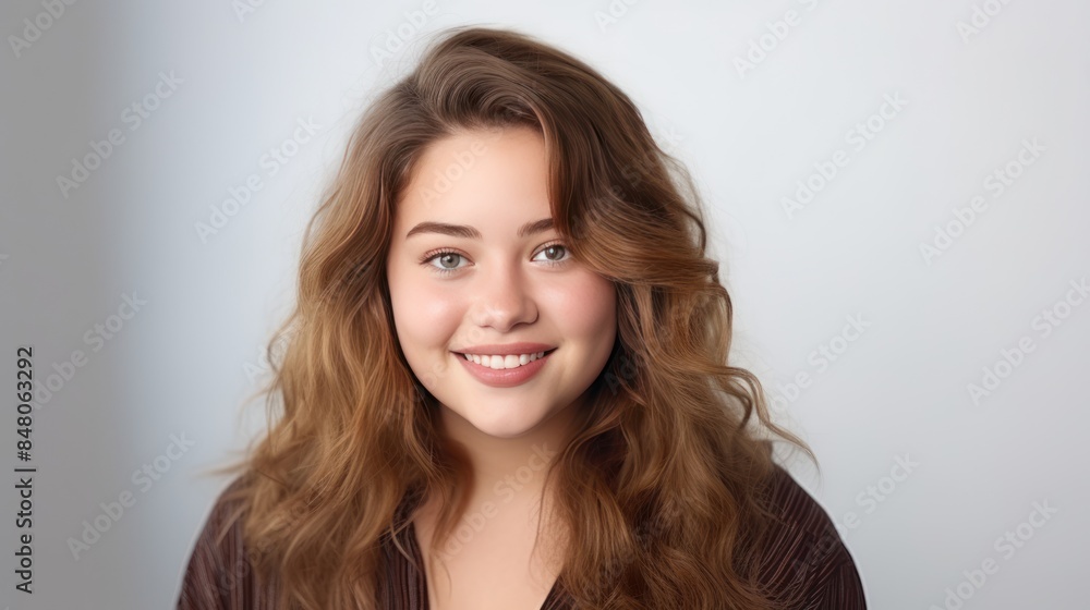 Young chubby student woman, 18 years old, smiling at the camera, Young chubby student woman, 18 years old, smiling at the camera,