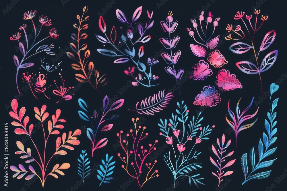 A beautiful collection of watercolor flowers and plants A beautiful collection of watercolor flowers and plants