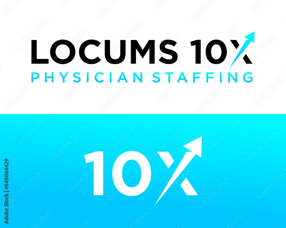 Logo design about the number 10, the letter X and an arrow pointing to the top right. Logo design about the number 10, the letter X and an arrow pointing to the top right.