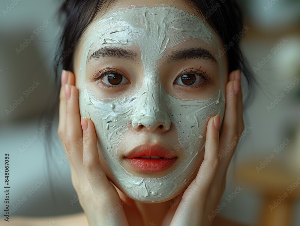 Beautiful korean young woman making treatment Beautiful korean young woman making treatment