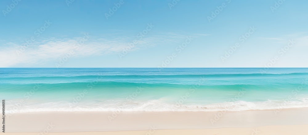 Obraz premium blue ocean with beach sight. Creative banner. Copyspace image