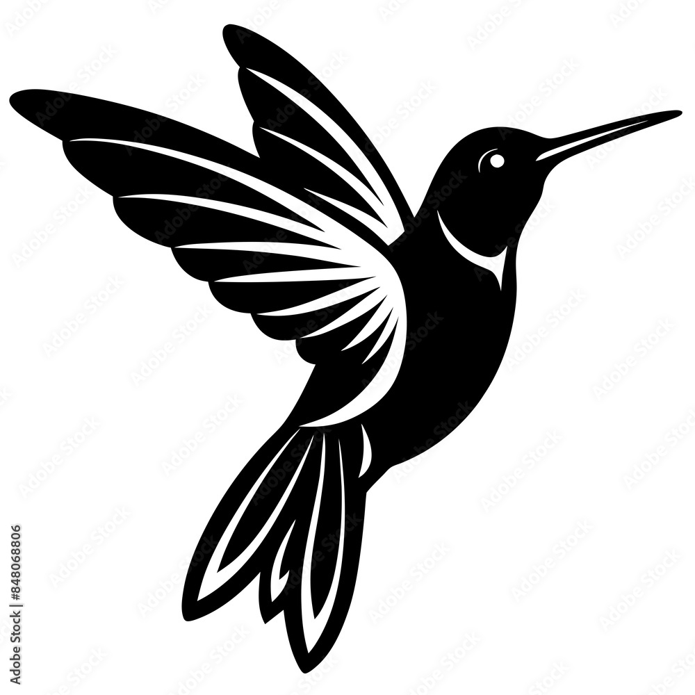 Fototapeta premium Hummingbird Silhouette Vector Illustration