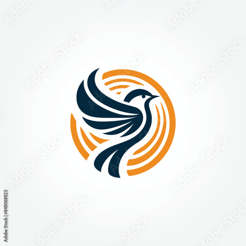 Vector Flying bird logo illustration on white background.