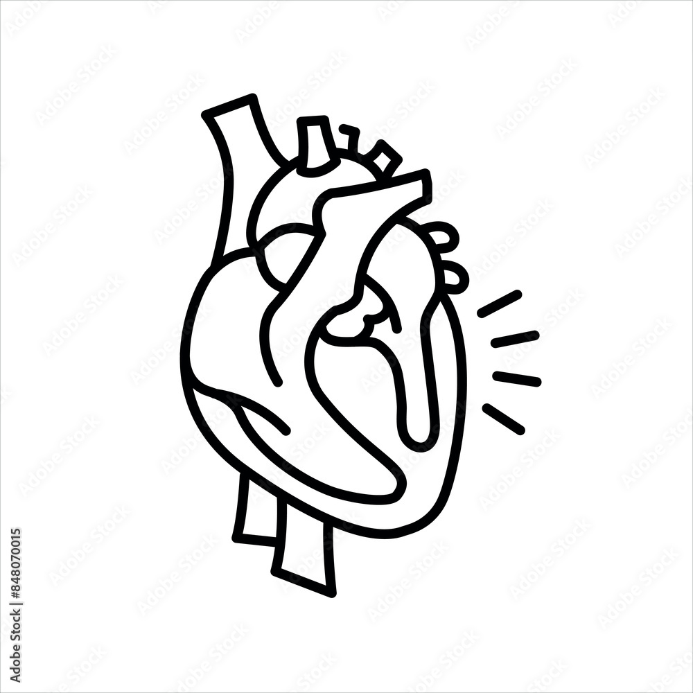 Cardiomyopathy line black icon. Sign for web page Cardiomyopathy line black icon. Sign for web page