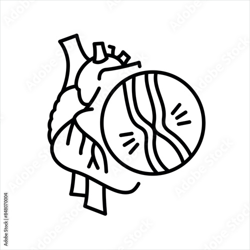 Myocardiopathy line black icon. Sign for web page