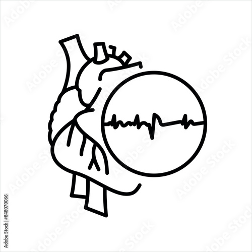 Ectopic heart rhythms line black icon. Signs for web page