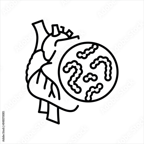 Endocarditis line black icon. Signs for web page