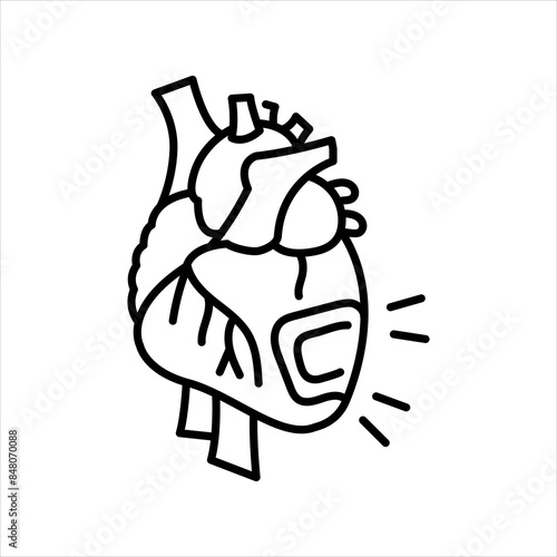 Heart failure line black icon. Signs for web page
