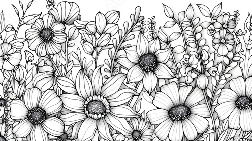 Wallpaper Mural Vibrant Floral Field With Blooming Flowers in Enchanting Garden Landscape Torontodigital.ca