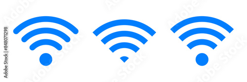 Set of vector Wi-Fi icon for communication, telecommunication. Communication wireless signal level wifi. Clipart illustration. Mobile bar status.