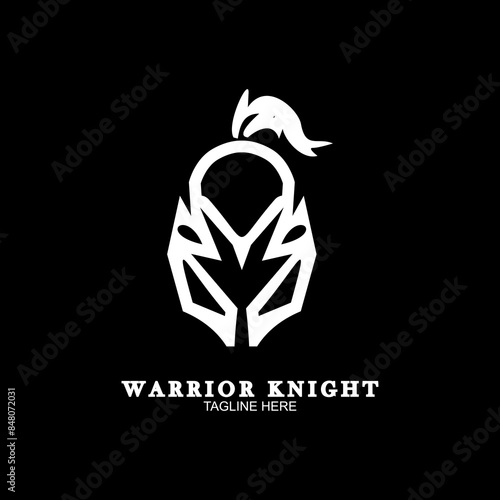 Modern spartan warrior logo vector template. The symbol of a strong knight. Hero vector illustration.