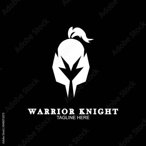 Modern spartan warrior logo vector template. The symbol of a strong knight. Hero vector illustration.