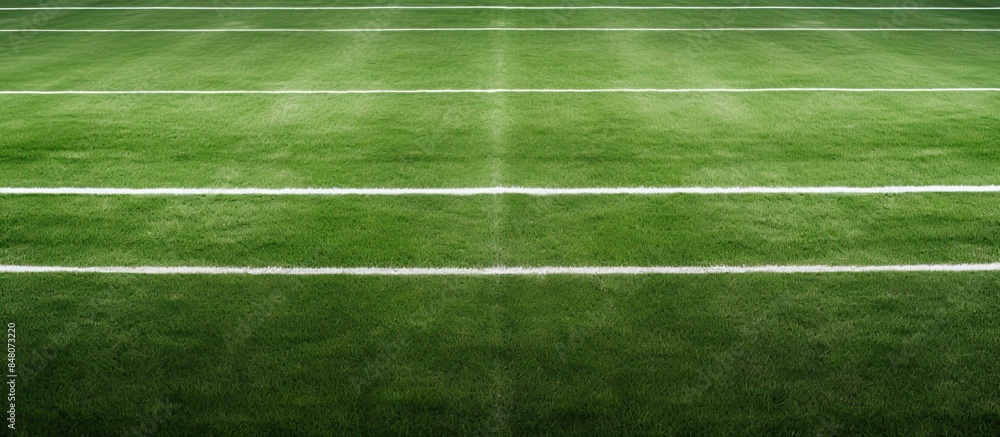 Obraz premium Football field with white line. Creative banner. Copyspace image