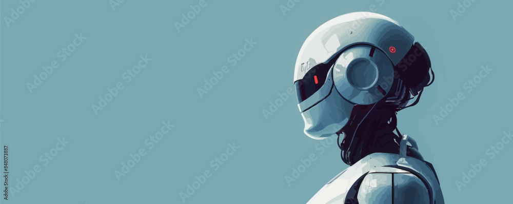 Futuristic robot assistant in a sleek design Vector flat minimalistic isolated illustration Futuristic robot assistant in a sleek design Vector flat minimalistic isolated illustration