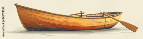 Classic wooden rowboat with oars Vector flat minimalistic isolated illustration