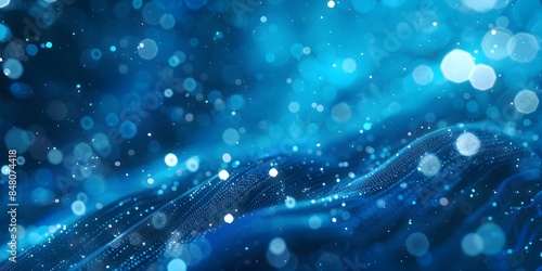 Vivid blue tech scene with precise lines sparkling dots and mesmerizing halos. Concept Blue Technology, Precise Lines, Sparkling Dots, Mesmerizing Halos