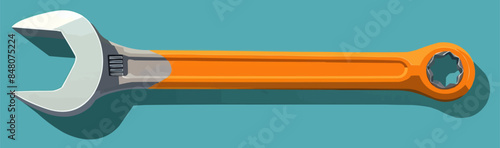A wrench with an adjustable opening, used for tightening or loosening nuts and bolts. Vector flat minimalistic isolated illustration.
