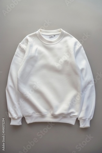 A white sweatshirt hangs casually on a wall, waiting for its owner to return