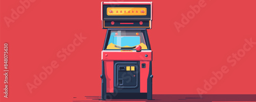 Retro arcade game cabinet with a classic pinball machine Vector flat minimalistic isolated illustration