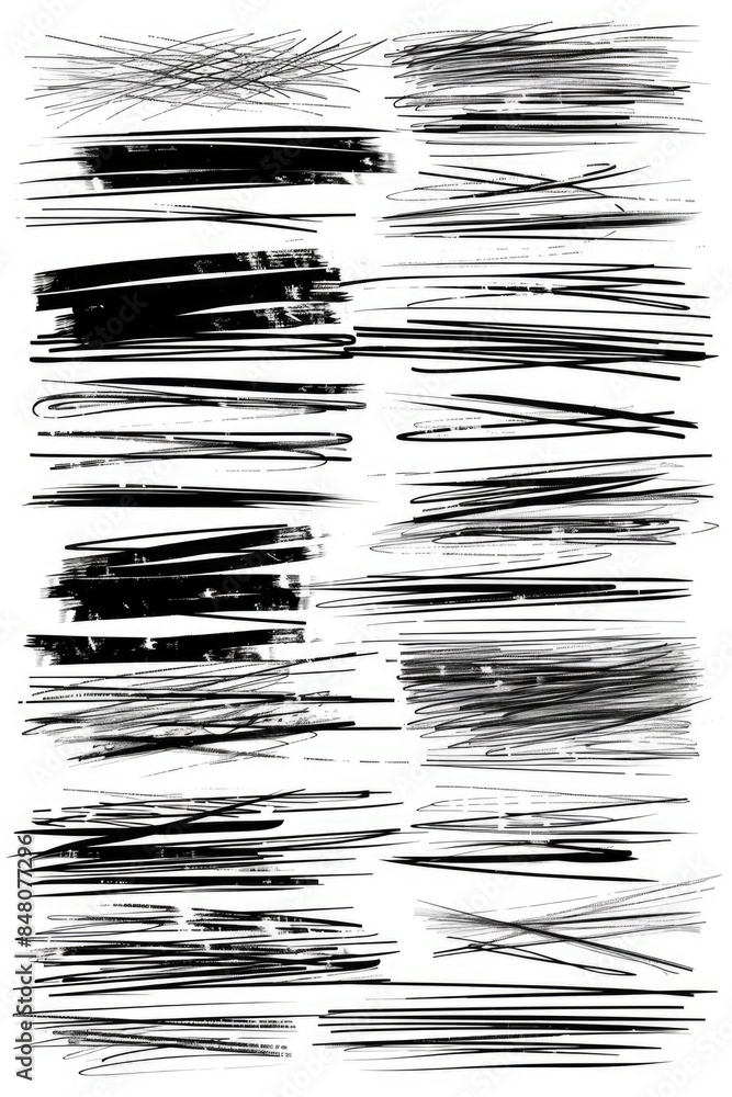 A close-up image of black brush strokes on a white background, ideal for use in designs where a subtle texture is needed