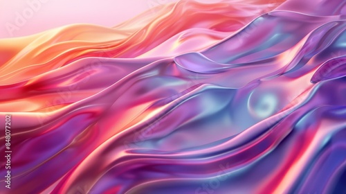 A colorful, flowing piece of fabric with a purple and pink hue