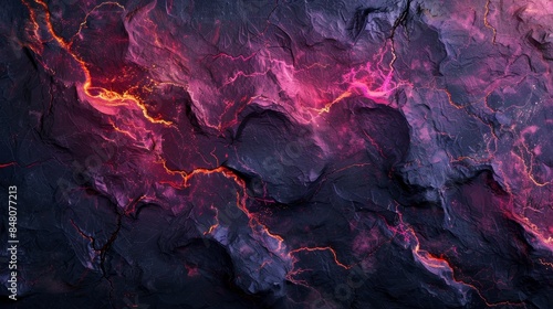 A purple and orange background with a lava flow