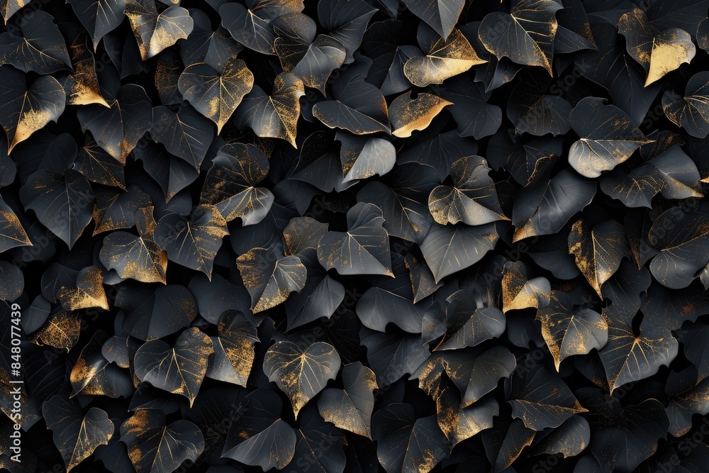 A detailed shot of a bunch of leaves with intricate details and textures A detailed shot of a bunch of leaves with intricate details and textures
