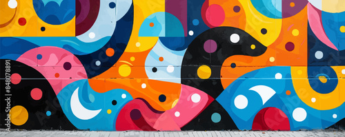 Urban street art mural with vibrant colors Vector flat minimalistic isolated illustration