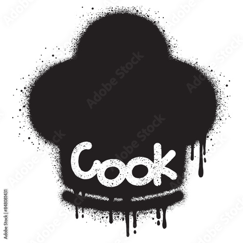 Chef's hat graffiti with black spray paint.