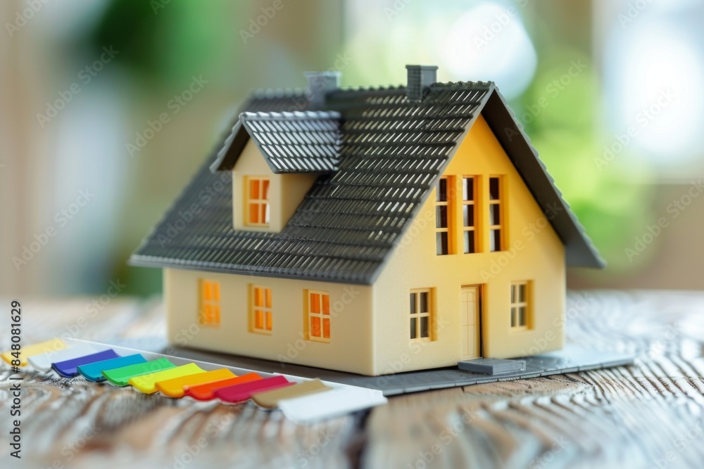 Miniature Model House with Paint Swatches Miniature Model House with Paint Swatches