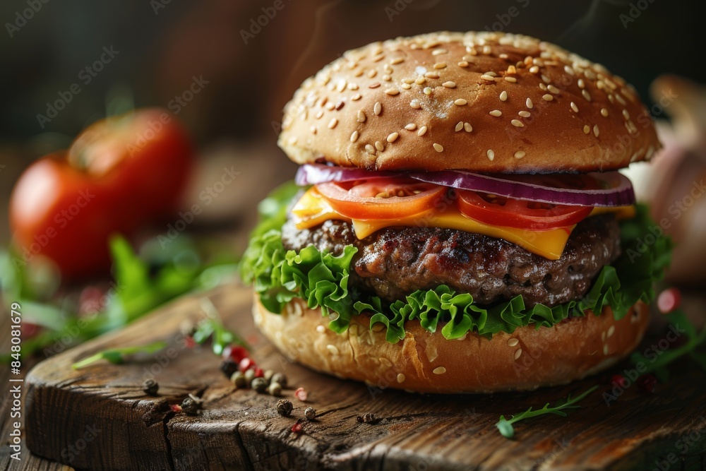 Juicy Cheeseburger with Fresh Ingredients Juicy Cheeseburger with Fresh Ingredients