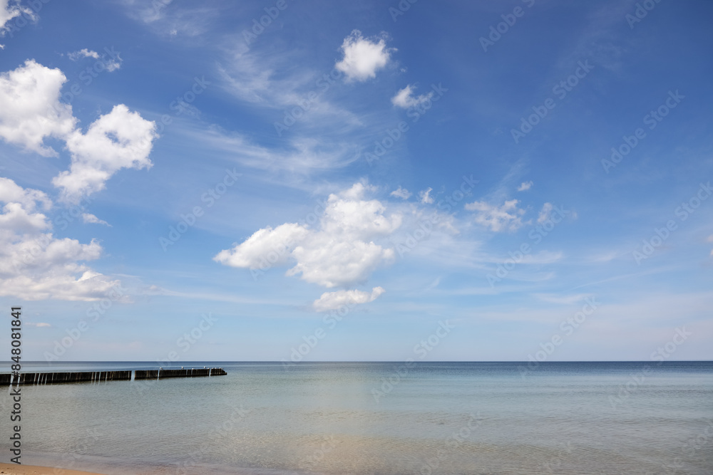 View of the Baltic Sea from Ustronie-Morskie, West Pomerania in Poland View of the Baltic Sea from Ustronie-Morskie, West Pomerania in Poland