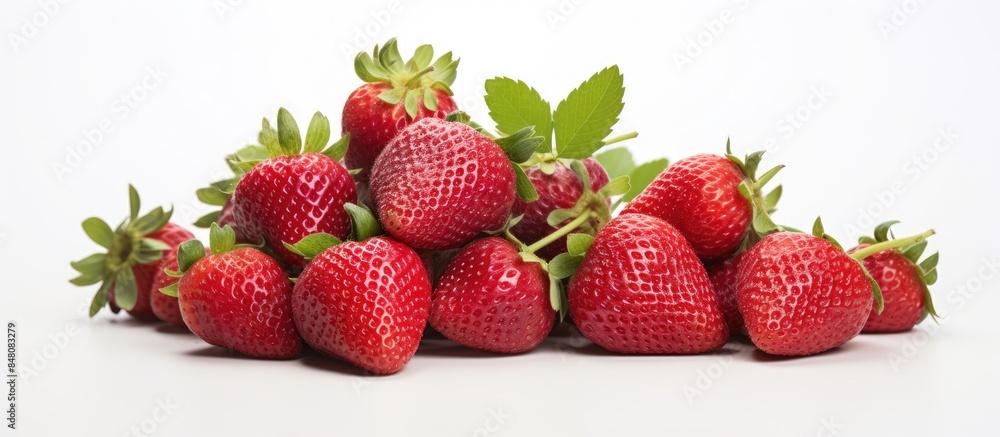 Fresh and tasty strawberries isolated on white background. Creative banner. Copyspace image Fresh and tasty strawberries isolated on white background. Creative banner. Copyspace image
