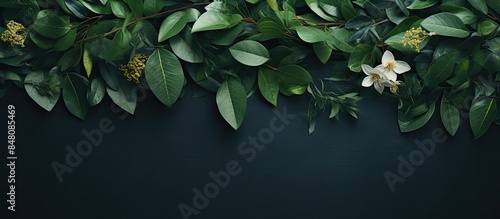 Background made of fresh white and green leaves Creative and moody color of the picture. Creative banner. Copyspace image